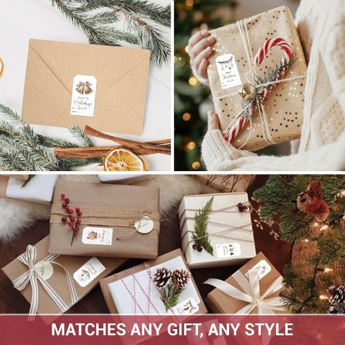 AUDREE 210 Pcs Christmas Gift Tags Sticker - Self Adhesive Cozy Holiday Gift Tags for Xmas Presents - Christmas Name Tags Label Stickers for Xmas Gifts Wrap Presents Box Envelope Decor