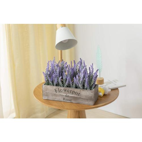 Velener Fake Lavender Plant with Decorative Tray Wooden Box 14- Spring Decorations for Home Office, Cottagecore Country Farmhouse Decor, Bathroom, Porch Decor, Purple Room, Faux Flower Indoor Garden