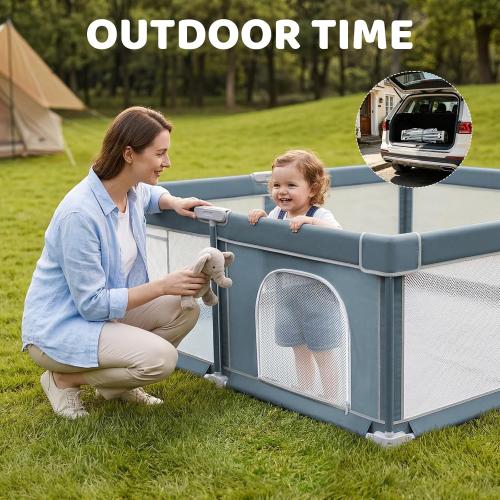 Foldable Baby Playpen - 50×50 Collapsible Play Pen for Babies and Toddlers - Indoor Outdoor Play Pen with 4 Handles - Folding Baby Playpen with Carry Bag Portable Travel Play Yard ‼️like new ‼️