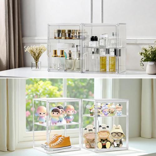 Attelite Acrylic Display Case for Figures 3 Adjustable Layers 4Pack