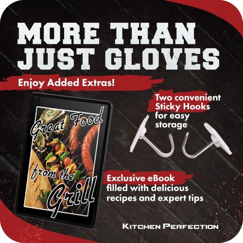 KITCHEN PERFECTION Silicone Smoker Oven Gloves For Women -Extreme Heat Resistant BBQ Gloves -Handle Hot Food Right on Your Smoker Grill Fryer|Waterproof Oven Mitts Grill Gloves |Superior Set 3 Bonuses