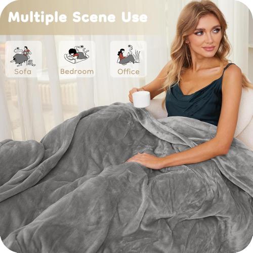 LaffyLo Electric Heated Blanket Full Size 72 x 84, Ultra Soft Flannel Heating Blanket with 4 Heat Settings, 10-Hour Auto Shutoff, ETL Listed Overheat Protection, Machine Washable, Light Grey