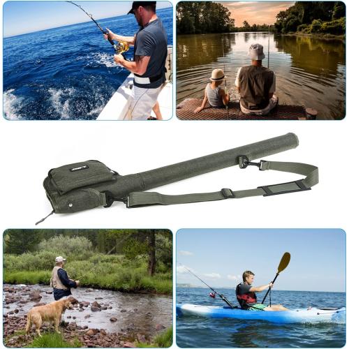 Doorslay Fishing Rod Case Fishing Pole Bag with Reel Pouch Fly Fishing Bag for 9FT 2 Pieces/4Pieces Rod Fishing Rod Bag