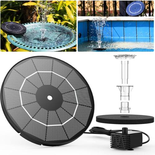 3.5W Solar Fountain Pump for Water Feature Outdoor DIY Solar Bird Bath Fountain with Multiple Nozzles, Solar Powered Water Fountain for Garden, Ponds, Fish Tank and Aquarium