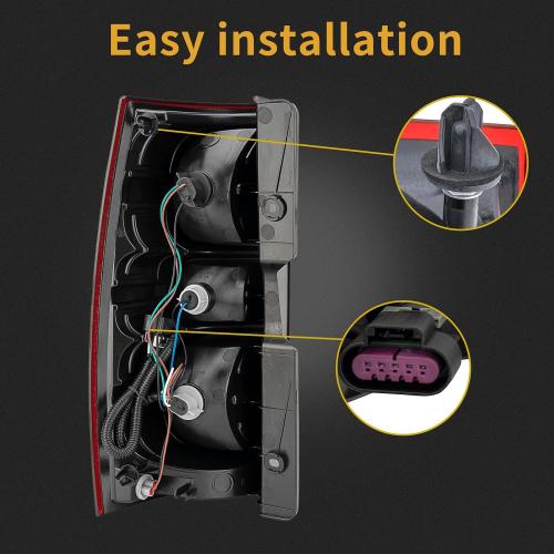 Tail Light Assembly Compatible With 2007-2014 Chevy Tahoe/Suburban Driver and Passenger Side Smoke Red Rear Brake Lamps With Bulb Inside And Wiring Harness Replaces# GM2800196 25862701 22837923