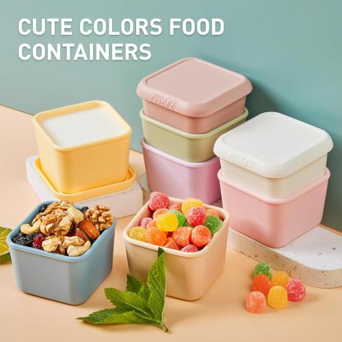 ISSEVE 8Pack 6oz Silicone Snack Containers for Kids with Lids, Reusable