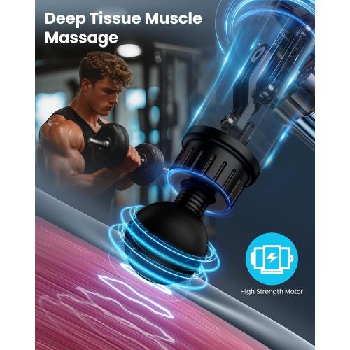 AYURA Massage Gun Deep Tissue, Muscle Massager Gun for Pain Relief, Percussion Massage Gun with 30 Speeds & 6 Heads, Portable Handheld Back Massage Gun for Athlets Men Women