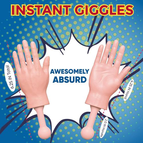 DR DINGUS Tiny Hands (2 Pair) - Patented Rubber Design for Realistic Look & Feel - Little Small Mini Stick Puppet - Make Anyone Laugh - Pocket Sized Hilarity and Big Laughs - Friend & Family Fun