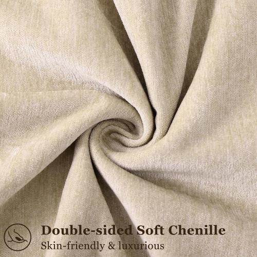decorUhome Spring Couch Throw Pillow Covers 12x20 Set of 2, Decorative Soft Velvet Modern Cozy Chenille Lumbar Pillow Cases with Elegant Design for Sofa Bed Living Room Home Decor, Beige