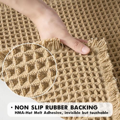 MIULEE Set of 2 Waffle Bathroom Rugs, Boho Bath Rugs Non Slip Washable, Super Absorbent Bath Mats, Ultra Soft Rubber Backed Shower Mats for Bathroom Floor, Tub, Brown, 17x24 18x30