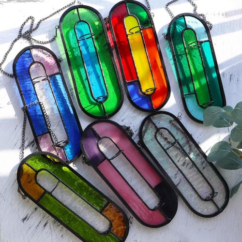 LITMIND Hanging Planter Terrarium with Vibrant Stained Glass Suncatcher Elements, Hydroponic Mini Plants Propagation Station - Perfect for Home & Garden Decor, Includes 2 Glass Propagation Tube