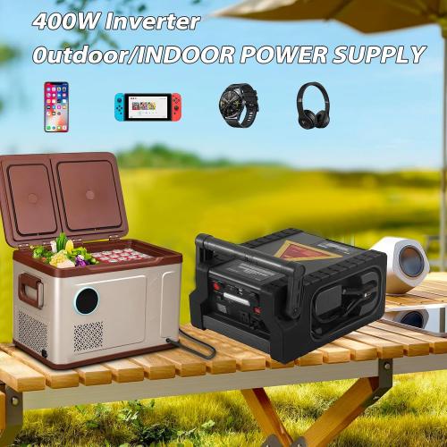 2000A Car Battery Jump Starter with Air Compressor 12V Battery Jumper Box Car Start Booster Up to 10L Gas/8L Diesel Engines with 400W AC Inverter, LED Light