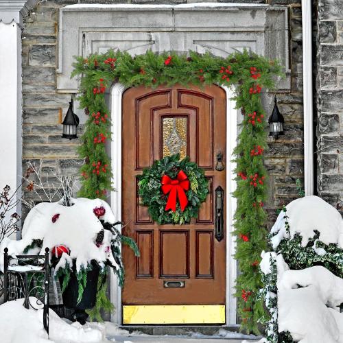 Geelin Front Door Garland Hanger for Christmas Adjustable Wreath Hanger Suitable for Different Doors with No Nails or Screws Heavy-Duty Cast Iron for Holding Christmas Wreaths Decor(35.4 - 63)