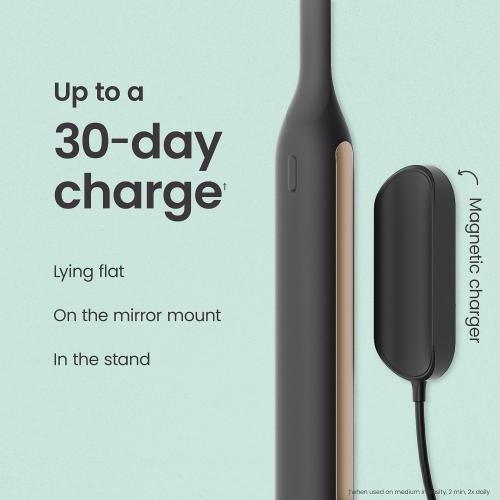 Color Black Quip Ultra Next Generation Smart Toothbrush - Timed Electric Toothbrush with Case - Replaceable Brush Head, Soft Bristles, Silicone Handle, 30-Day Battery Life - Travel Toothbrush - Eclipse