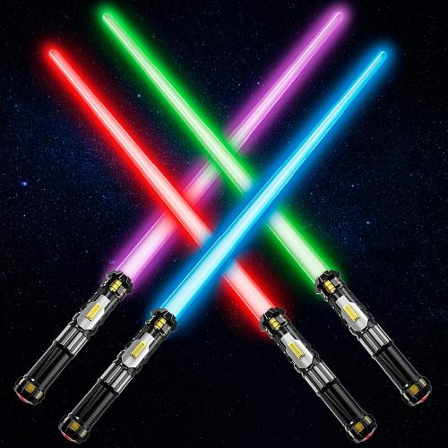 4 Pack Light up Sword with FX Sound (on-Off Control) and Retractable Handle