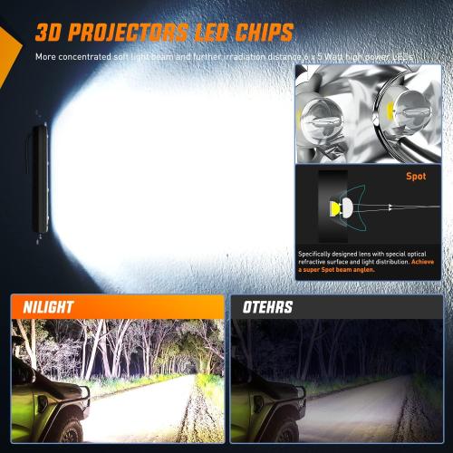 Nilight Led Pods Light Bar Super Slim 2Pcs 7 Inch 30W Spot Driving Fog 3600LM Off Road Lighting for Trucks Pickup SUV ATV UTV Boat 4x4 Van Camper - 2 Style Mounting