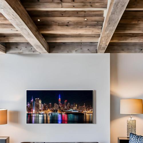 Size 10x60 Modern New York City Night Canvas Wall Art Manhattan Skyline Landscape Artwork for Living Room Home Office Wall Decor Gift Print Framed