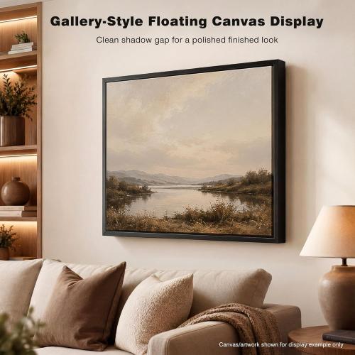 Canvas Floater Frame for Finished Canvas Art, 1.25 Deep Floating Shadow Gap Design, Floating Frame for Canvas Art, Modern Gallery Style Wall Decor, Hardware Included (Light Brown, 24x36)
