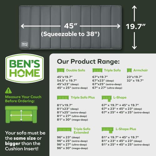 BEN'SHOME® Loveseat Cushion Support Board for Sagging Loveseats - Stop Sinking Into Your Couch | 0.5 Thick Solid Wood, 400 LBS | Fits 38–45 x 19.7 | Anti-Slip, Lifetime Replacement