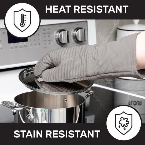 All-Clad Silicone Oven Mitts: Heat Resistant up to 500 Degrees - 100% Cotton & Silicone, 14x7 Oven Mitt for Kitchen and Barbeque, 2-Pack, Titanium