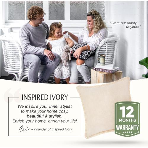 INSPIRED IVORY Throw Pillow Cover 18 x 18 Inch - Decorative Natural Linen Pillow Cover with Tassel Trim - Farmhouse Pillow Cushion Cover for Sofa, Couch, Bed Decor - Square Burlap Sham (Light Beige)