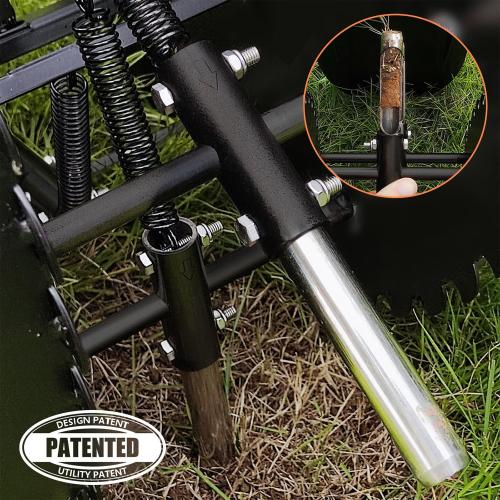 Black Patented Rolling Lawn Coring Aerator Yard Grass Pulling Plugs Manual Aeration Tool Push Roller Rotary Compacted Garden Soil Loosening