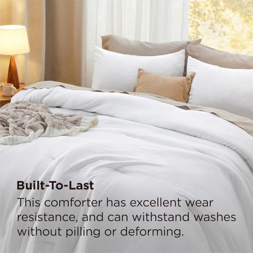 Bedsure Super King Comforter Set, White Soft Prewashed Bedding for All Seasons, 3 Pieces GentleSoft™ Bed Set, 1 Lightweight Comforter (120x120) and 2 Pillowcases (20x36)
