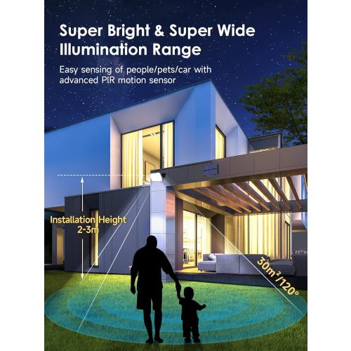 One Fire Solar Outdoor Lights, 190LED 1500LM Solar Flood Lights Outdoor, 3 Modes Solar Motion Sensor Light Outdoor,Remote Solar Motion Lights Outdoor,IP65 Solar Security Lights Outdoor Backyard Garage