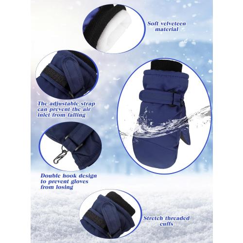 Newcotte 6 Pairs Winter Ski Mittens Kids Waterproof Warm Snow Gloves for Boys Girls Cold Weather Outdoor Activities