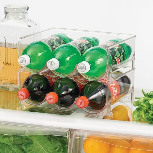 Set of 4 iDesign Stackable 3-Section Bottle Holder for Water, Soda, or Wine Bottles - Clear - Made in USA