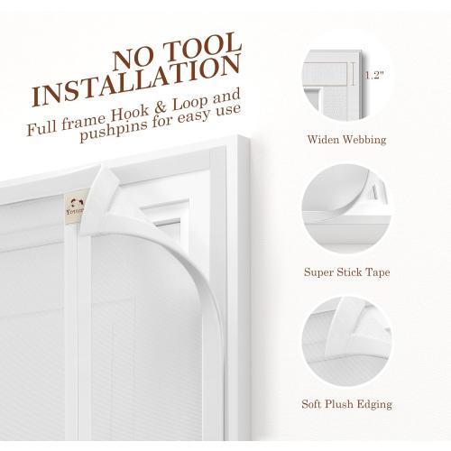 Yotache White Reversible Left Right Side Opening Screen Doors with Magnets Fits Door Size 34 x 80, Reinforced Sewing Magnetic Mesh, Actual Screen Size 36 x 81