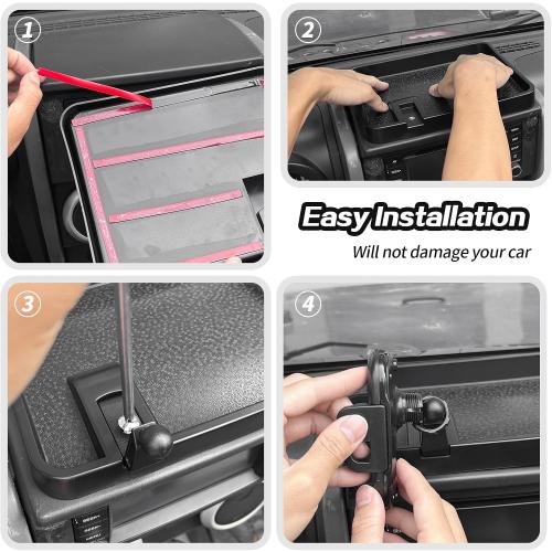 JeCar for JK Phone Holder Mount Center Console Dash Tray Storage Organizer for 2007-2010 Jeep Wrangler JK JKU