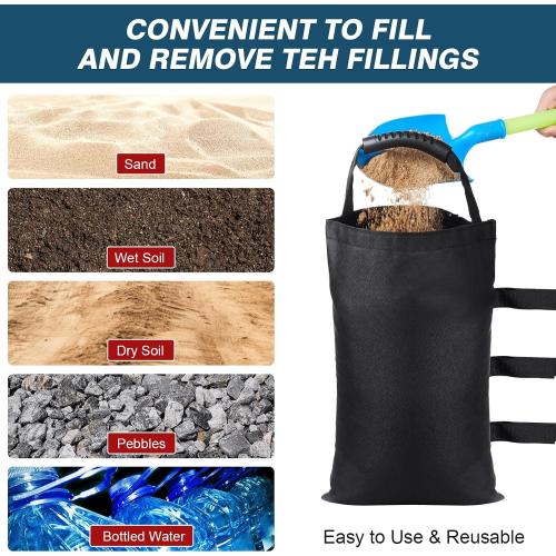 Heavy Duty Canopy Weights Set of 4, Waterproof Sand Bags for Canopy Legs, Pop up Tent Weights with Handle Ideal for Outdoor Canopies, Gazebos and Umbrellas (Sand Not Included)