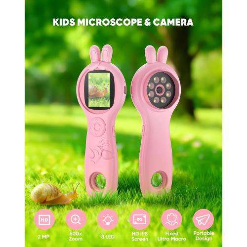T TAKMLY Mini Pocket Digital Microscope, Macro Fixed Focus Magnifying Glass, Portable Handheld USB Digital Microscope 500x Magnification, 4X Zoom