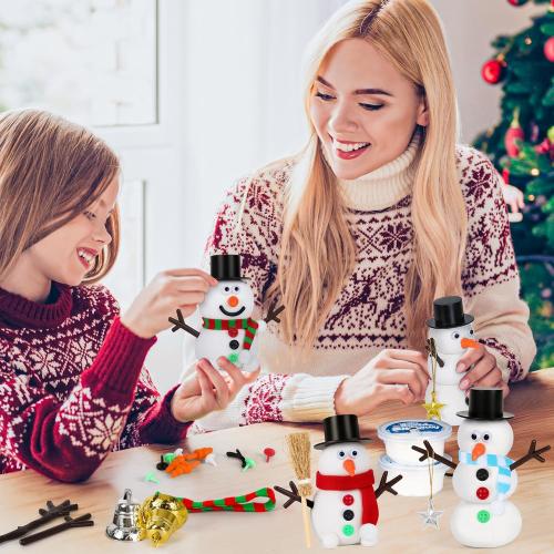 12 Pack Christmas Crafts for Kids, Build a Modeling Clay Snowman Kit, DIY Indoor Christmas Party Favors, Air Dry Clay Art Activity Present for Stocking Stuffers Party Favor Winter Holiday