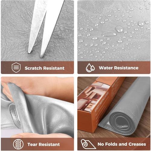 Headrest Cover for Recliner Chair Recliner Headrest Protector Faux Leather Headrest Cover with Elastic Straps Couch Headrest Cover for Furniture Sofa Protector 17 x 27In(Light Gray)