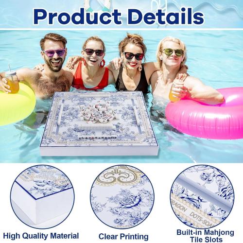 19x19 Inches Mahjong Floating Game Table for Pool Adults Pool Games Tray for Mahjong Card Games Dominoes Poker Floater Tables for Indoor Outdoor Swimming Pool Hot Tub Lake(Blue)