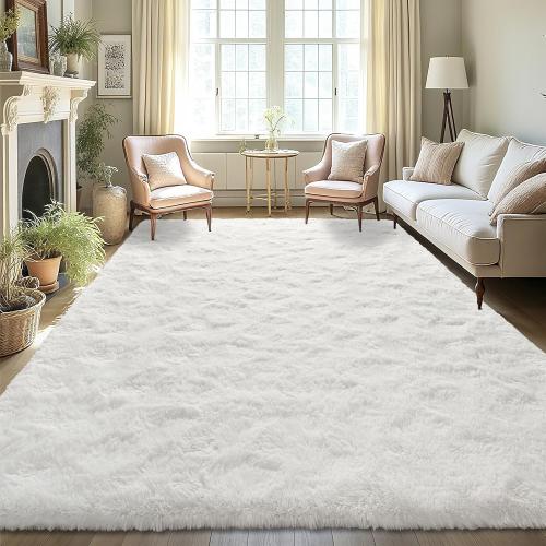 LOCHAS Ultra Soft Indoor Modern Area Rugs Fluffy Living Room Carpets for Children Bedroom Home Decor Nursery Rug 4x6 Feet, White
