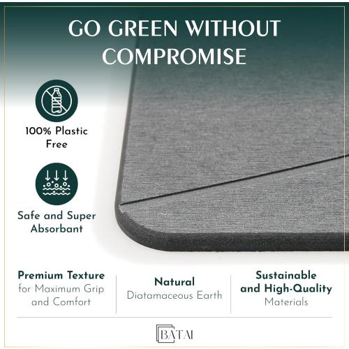 Extra Large Stone Bath Mat - (31.5” x 19.7”) - Absorbent Diatomaceous Earth Stone Bath Mat Large - Non-Slip Diatomite Bathmat - Easy Clean and Quick Drying - Long Instant Dry Bathmat - Beige XL