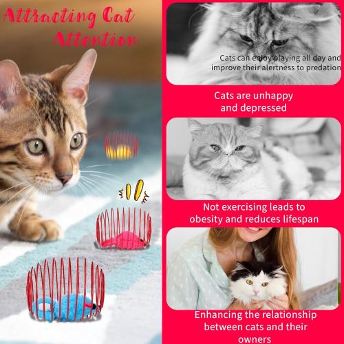 5Pack Cat Spring Toys with Plush Balls, Colorful Wire Springs for Cats with Steel Wire Springs (Random Colors)