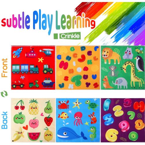YOGINGO Baby Toys 6 to 12 Months - Tissue Box Toy Montessori for Babies 6-12 Months, Soft Stuffed High Contrast Crinkle Infant Sensory Toys, Boys&Girls Kids Early Learning Gifts