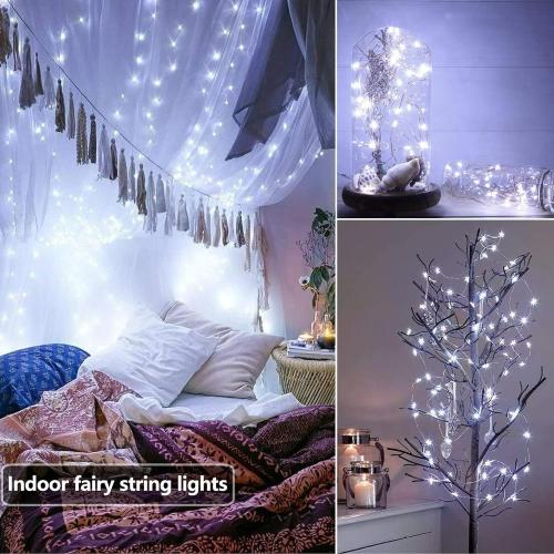Joomer LED Fairy Lights Battery Operated, 4 Pack Each 16FT 50 LED Cuttable Starry Lights with Timer for Bedroom, Parties, Wedding Christmas Indoor Decor (White)