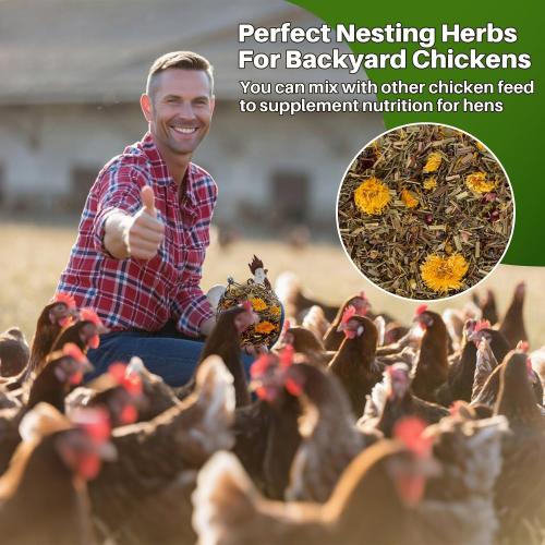RAINFLOW Chicken Nesting Herbs - 10oz Natural Dried Herb Blend for Coop Comfort,Egg Laying Hens,and Cozy Roosting,Nesting Box Pads and Winter Insulation,Bedding Supplies for Chicks