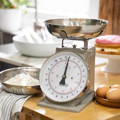 MARLIZ 11 lb/ 5Kg Old Antique Style Mechanical Kitchen Scale with 2 Bowls | Analog Food Weight Scales for Kitchen | Grey