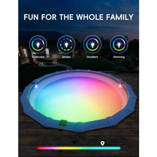 POOLHACKER Solar Pool Lights Only for Steel Wall Above Ground Pool【Original】, 10-Color 4-Mode LED Pool Lights, Underwater Swimming Pool Lighting with Timer Off, Remote, 1 Pack
