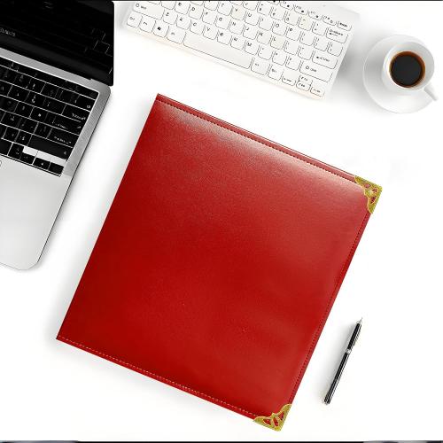 Vintage Leather 3 Ring Binder, 2 Inch D Ring, Holds 8.5 x 11 Paper Letter Size, Brass Corner Protectors, Faux Leather Cover, Professional Office & School Binder (1 Pack, Red, 2 Inch)