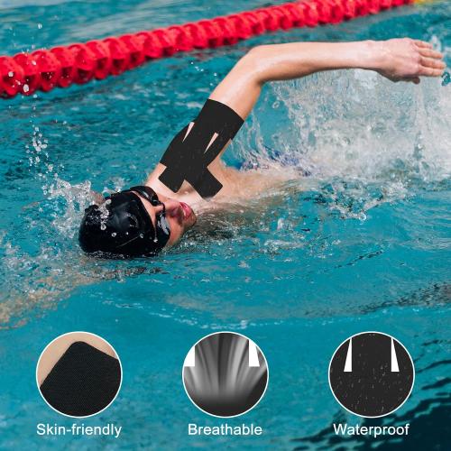 15 Pcs Precut Kinesiology Tape for Shoulder，Shoulder Tape for Shoulder Pain Relief Pre Cut，Waterproof, Breathable, Hypoallergenic Athletic Tape for Support and Protection(Black)