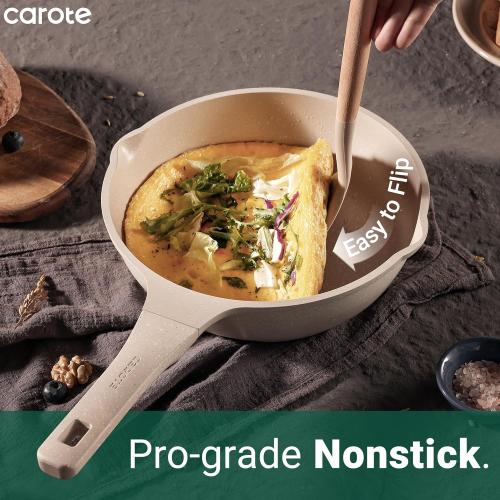 CAROTE 13pcs Pots and Pans Set Non Stick, Taupe Nonstick Cookware Set, Frying pans with lids, Kitchen Essentials Pot and Pan, Induction Cookware