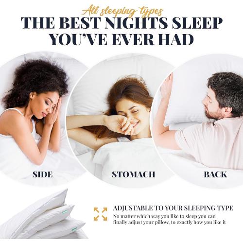 EverSnug Adjustable Layer Luxury Set of 2 Pillows for Side, Front & Back Sleepers, Cooling Hotel Pillows with 3 Layers, Down Alternative Pillow for Sleeping, Neck & Back Support (King)