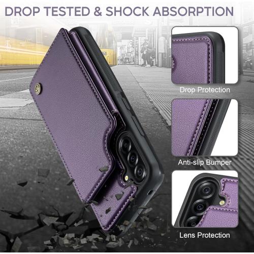 Vinich for Samsung Galaxy A36 Wallet Case with Card Holder, RFID Blocking Credit Slots Kickstand Shockproof Phone Cover for Women Men, Purple